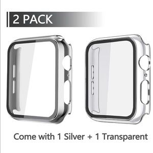 Misxi 2 Pack Hard PC Case with Tempered Glass Screen Protector For Apple Watch